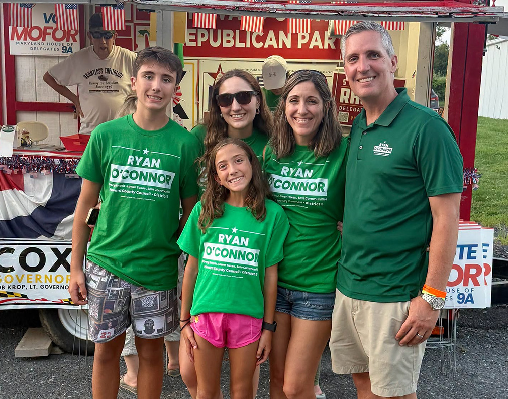 Ryan O’Connor and his family at a local rally